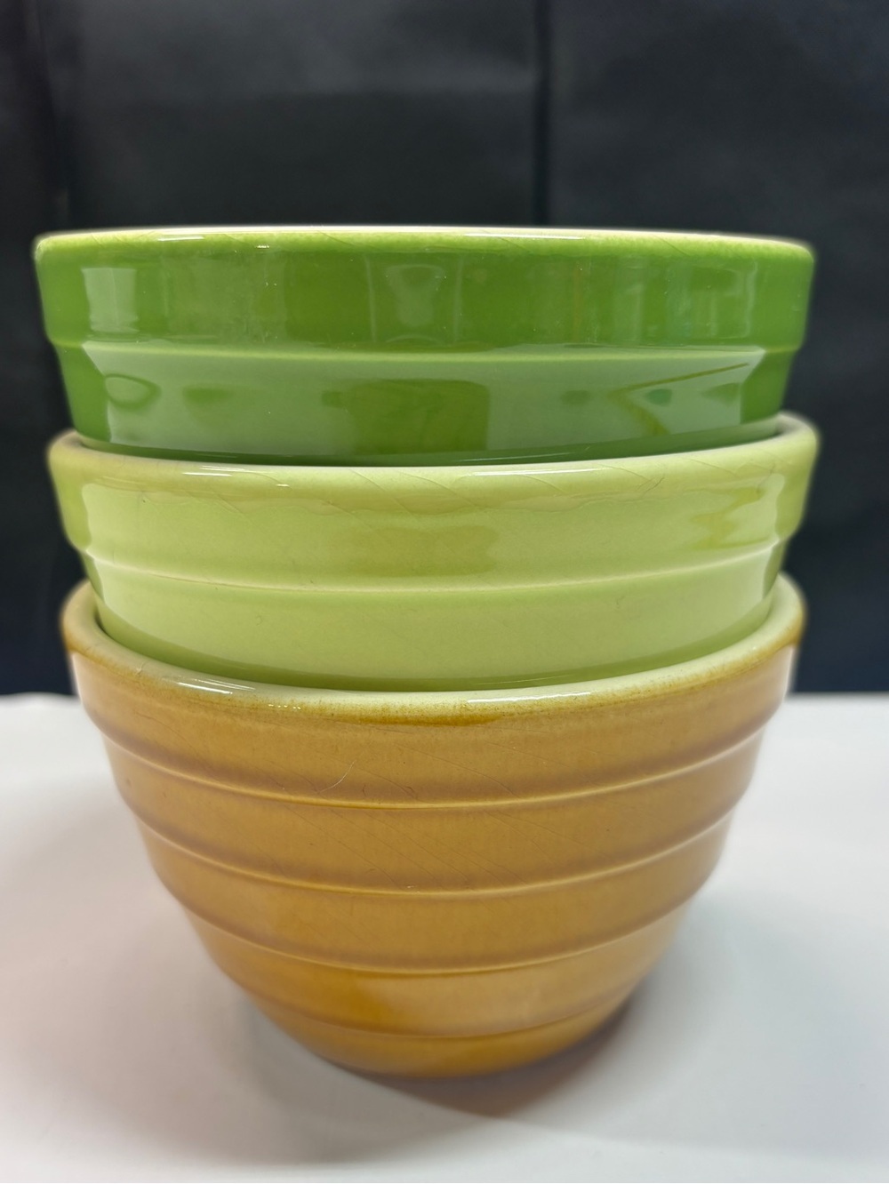 Crate & Barrel Parker Beehive Ceramic Bowls 4.75” Set Of 3 Retired
